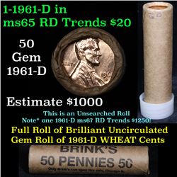 Uncirculated 1c orig shotgun roll, 1961-d In Old Brinks wrapper