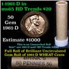 Image 1 : Uncirculated 1c orig shotgun roll, 1961-d In Old Brinks wrapper