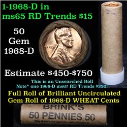 Uncirculated 1c orig shotgun roll, 1968-d  In Old Brinks wrapper