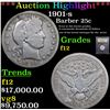 Image 1 : ***Auction Highlight*** 1901-s Barber Quarter 25c Graded f, fine By USCG (fc)