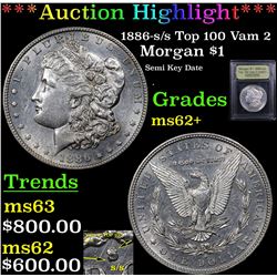 ***Auction Highlight*** 1886-s /s Top 100 Vam 2 Morgan Dollar $1 Graded Select Unc By USCG (fc)