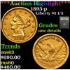 Image 1 : ***Auction Highlight*** 1893-p Gold Liberty Quarter Eagle $2 1/2 Graded Unc Details By USCG (fc)