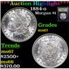 Image 1 : ***Auction Highlight*** 1884-o Morgan Dollar $1 Graded GEM++ Unc By USCG (fc)