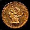 Image 2 : *Highlight Of Entire Auction* 1868-p Gold Liberty Quarter Eagle $2 1/2 Graded Select Unc By USCG (fc