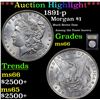 Image 1 : ***Auction Highlight*** 1891-p Morgan Dollar $1 Graded GEM+ Unc By USCG (fc)