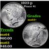 Image 1 : 1923-p Peace Dollar $1 Grades Select+ Unc
