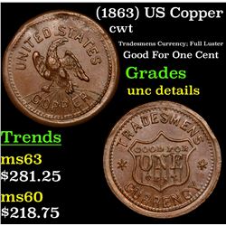 (1863) US Copper Civil War Token 1c Grades Unc Details