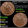 Image 1 : (1863) US Copper Civil War Token 1c Grades Unc Details