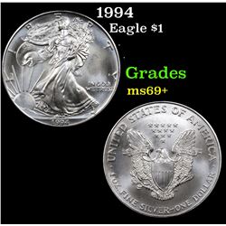 1994 Silver Eagle Dollar $1 Grades ms69+