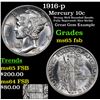 Image 1 : 1916-p Mercury Dime 10c Grades GEM FSB