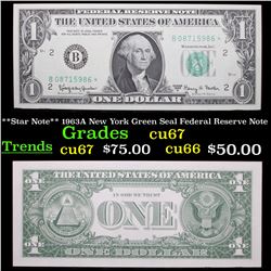 **Star Note** 1963A New York Green Seal Federal Reserve Note Grades Gem++ CU