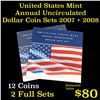 Image 1 : Group of 2 United States Mint Uncirculated Dollar Coin Sets 2007-2008 12 coins Grades