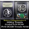 Image 1 : Proof 1996-P Olympics Tennis Modern Commem Dollar $1 Graded GEM++ Proof Deep Cameo By USCG
