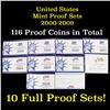 Image 1 : Group of 10 United States Mint Proof Sets 2000-2009  116 coins