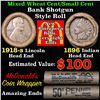 Image 1 : Mixed small cents 1c orig shotgun roll, 1918-s Wheat Cent, 1896 Indian Cent other end, McDonalds Wra