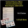 Image 1 : Group of 5 United States P & D Mint Uncirculated Coin Sets 1969-1973 54 coins in original Government