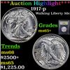 Image 1 : ***Auction Highlight*** 1917-p Walking Liberty Half Dollar 50c Graded GEM+ Unc By USCG (fc)