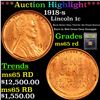 Image 1 : ***Auction Highlight*** 1918-s Lincoln Cent 1c Graded GEM Unc RD By USCG (fc)