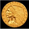 Image 2 : ***Auction Highlight*** 1910-p Gold Indian Quarter Eagle $2 1/2 Graded Choice Unc By USCG (fc)