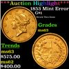 Image 1 : ***Auction Highlight*** 1853 Mint Error Gold Dollar $1 Grades Select Unc (fc)