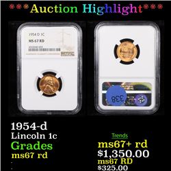 ***Auction Highlight*** NGC 1954-d Lincoln Cent 1c Graded ms67 rd By NGC (fc)