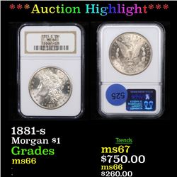***Auction Highlight*** NGC 1881-s Morgan Dollar $1 Graded ms66 By NGC (fc)