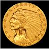 Image 2 : ***Auction Highlight*** 1910-p Gold Indian Quarter Eagle $2 1/2 Graded Select+ Unc By USCG (fc)