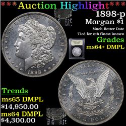 ***Auction Highlight*** 1898-p Morgan Dollar $1 Graded Choice Unc+ DMPL BY uSCG (fc)