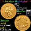 Image 1 : ***Auction Highlight*** 1857 Three Dollar Gold 3 Graded Choice AU/BU Slider By USCG (fc)