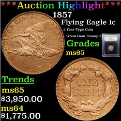 ***Auction Highlight*** 1857 Flying Eagle Cent 1c Graded GEM Unc BY uSCG (fc)