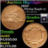 Image 1 : ***Auction Highlight*** 1857 Flying Eagle Cent 1c Graded GEM Unc BY uSCG (fc)