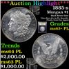 Image 1 : ***Auction Highlight*** 1885-s Morgan Dollar $1 Graded Select Unc+ PL By USCG (fc)