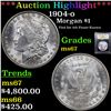 Image 1 : ***Auction Highlight*** 1904-o Morgan Dollar $1 Graded GEM++ Unc BY uSCG (fc)