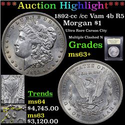 ***Auction Highlight*** 1892-cc /cc Vam 4b R5 Morgan Dollar $1 Graded Select+ Unc BY uSCG (fc)