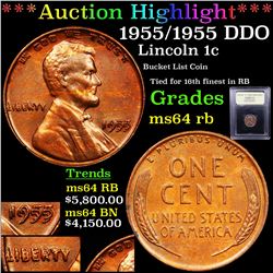 ***Auction Highlight*** 1955/1955 DDO Lincoln Cent 1c Graded Choice Unc RB BY uSCG (fc)