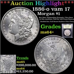 ***Auction Highlight*** 1886-o vam 17 Morgan Dollar $1 Graded Choice+ Unc By USCG (fc)