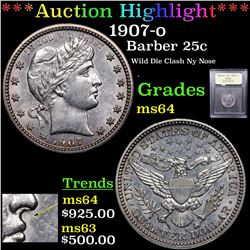 ***Auction Highlight*** 1907-o Barber Quarter 25c Graded Choice Unc By USCG (fc)