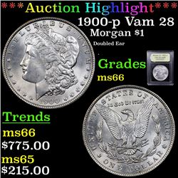 ***Auction Highlight*** 1900-p Vam 28 Morgan Dollar $1 Graded GEM+ Unc By USCG (fc)