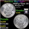 Image 1 : ***Auction Highlight*** 1900-p Vam 28 Morgan Dollar $1 Graded GEM+ Unc By USCG (fc)