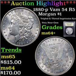 ***Auction Highlight*** 1880-p Vam 54 R5 Morgan Dollar $1 Graded Choice+ Unc By USCG (fc)
