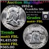 Image 1 : ***Auction Highlight*** 1952-s Franklin Half Dollar 50c Graded Choice Unc+ FBL By USCG (fc)