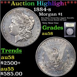 ***Auction Highlight*** 1884-s Morgan Dollar $1 Graded Choice AU/BU Slider By USCG (fc)