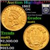 Image 1 : ***Auction Highlight*** 1862 Gold Dollar $1 Graded GEM Unc By USCG (fc)