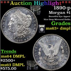 ***Auction Highlight*** 1890-p Morgan Dollar $1 Graded Select Unc+ DMPL By USCG (fc)