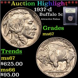 ***Auction Highlight*** 1937-d Buffalo Nickel 5c Graded GEM++ Unc By USCG (fc)