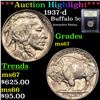 Image 1 : ***Auction Highlight*** 1937-d Buffalo Nickel 5c Graded GEM++ Unc By USCG (fc)