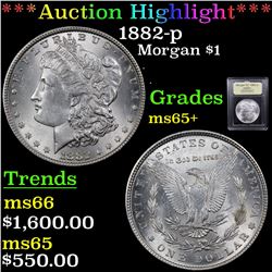 ***Auction Highlight*** 1882-p Morgan Dollar $1 Graded GEM+ Unc By USCG (fc)