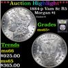 Image 1 : ***Auction Highlight*** 1884-p Vam 8c R5 Morgan Dollar $1 Graded GEM+ Unc By USCG (fc)