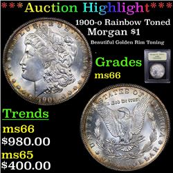 ***Auction Highlight*** 1900-o Rainbow Toned Morgan Dollar $1 Graded GEM+ Unc By USCG (fc)
