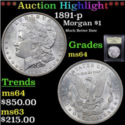 ***Auction Highlight*** 1891-p Morgan Dollar $1 Graded Choice Unc By USCG (fc)